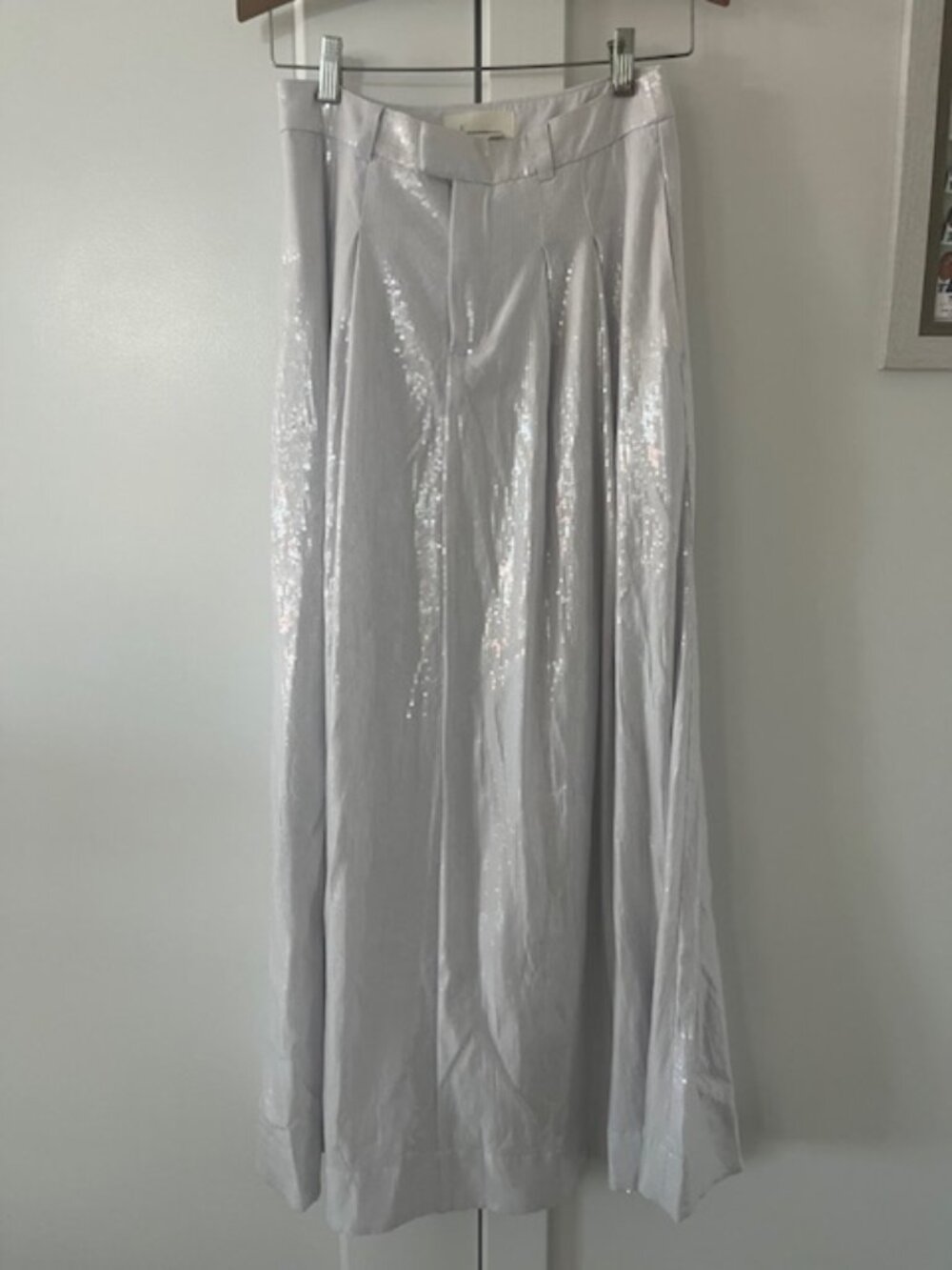 White sequin long skirt